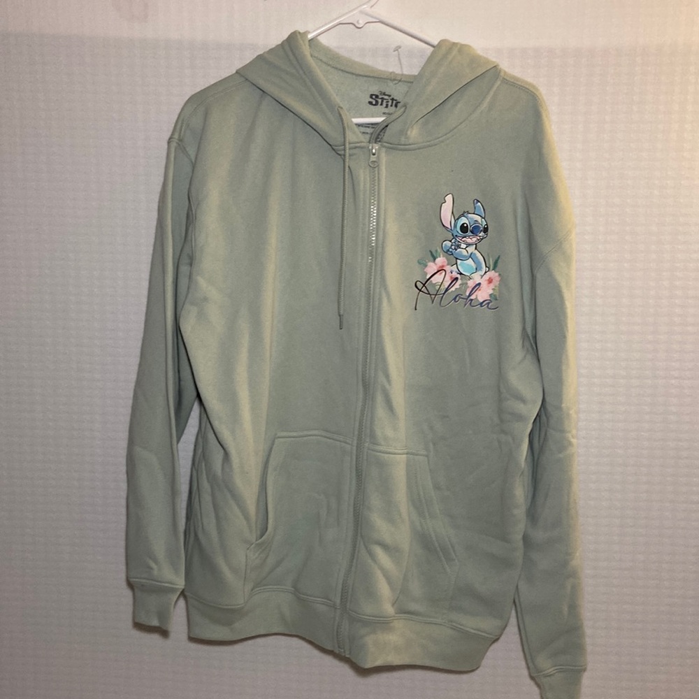 NWOT Disney hooded sweatshirt stitch foam green women